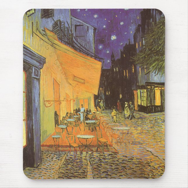 Tapis De Souris Vincent van Gogh - Café Terrasse en soirée (Devant)