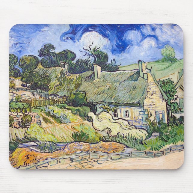 Tapis De Souris Vincent van Gogh - cottages avec les toits (Devant)
