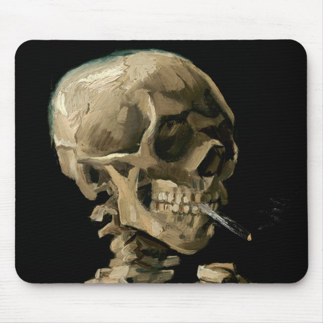 Tapis De Souris Vincent van Gogh - Crâne avec cigarette brûlante (Devant)
