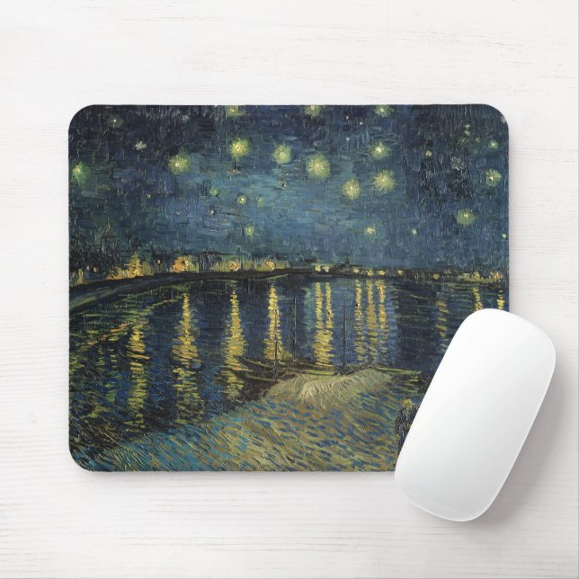 Tapis De Souris Vincent van Gogh | Nuit étoilée sur le Rhône (Avec souris)