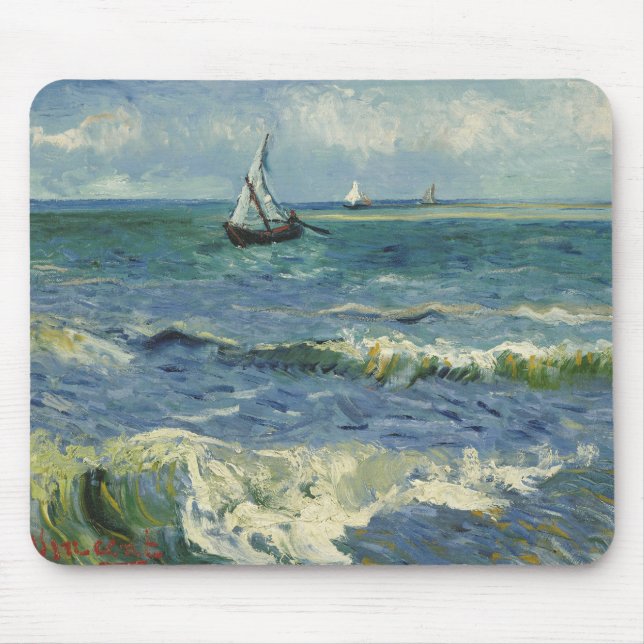Tapis De Souris Vincent van Gogh - paysage marin près de Les (Devant)