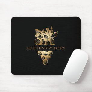 Tapis De Souris vinerie vin entreprise or raisins monogramme