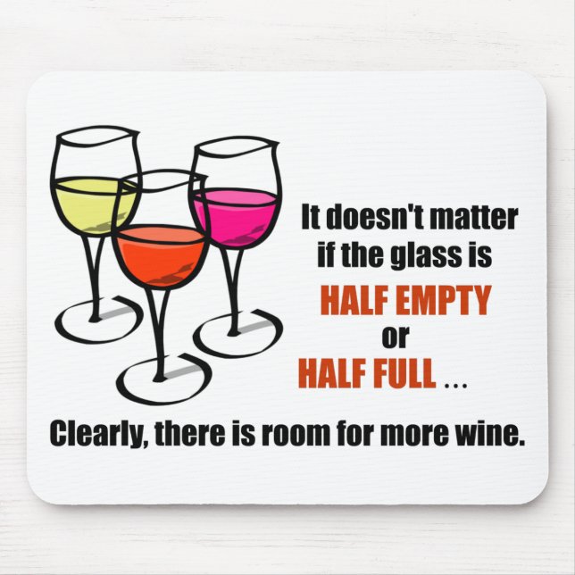 Tapis De Souris Vins de caricature Verre mi-Vin vide Humour (Devant)