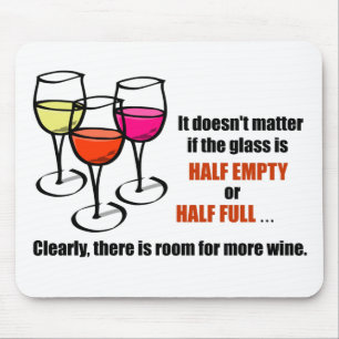 Tapis De Souris Vins de caricature Verre mi-Vin vide Humour