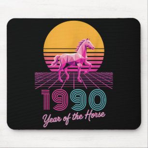 Tapis De Souris Vintage 1990 Année du Cheval Cavalier Lunaire CNY