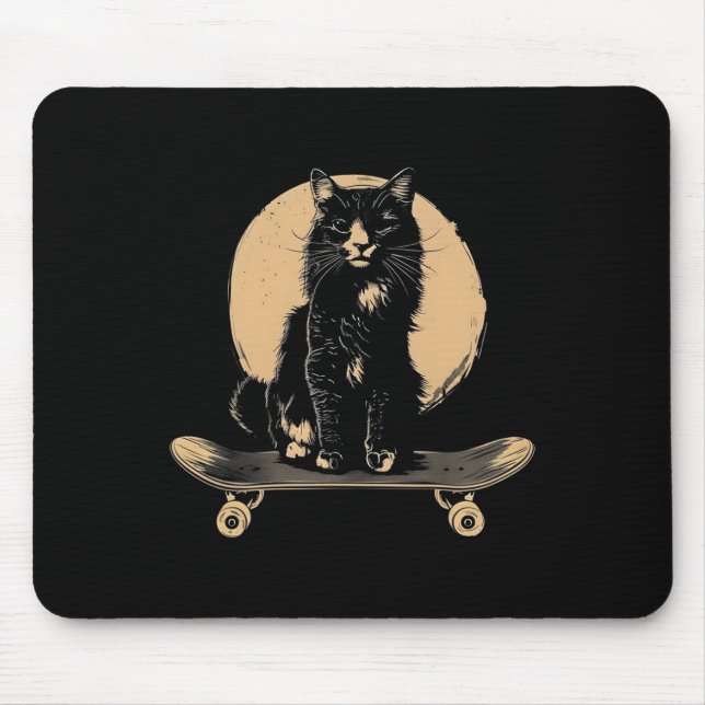 Tapis De Souris Vintage Black Cat Skateboard Funny Skateboard C (Devant)