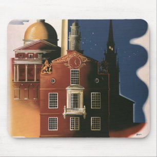 Tapis De Souris Vintage Boston, Massachusetts Paul Revere's Ride