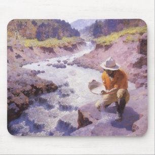 Tapis De Souris Vintage Cowboy, Panning Gold, Wyoming par Leigh
