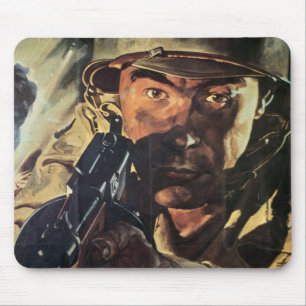 Tapis de souris vintage d'affiche de guerre