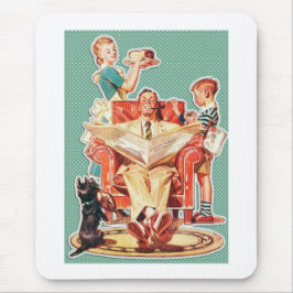 Tapis De Souris Vintage famille nucléaire des années 1950 50 rétro