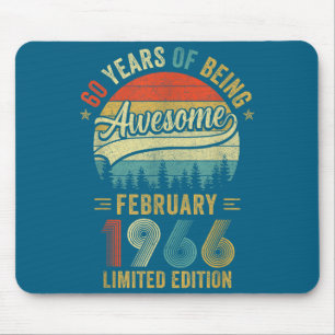 Tapis De Souris Vintage février 1966 Ancien 60e anniversaire Homme