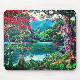 Tapis De Souris Vintage Lake Painting
