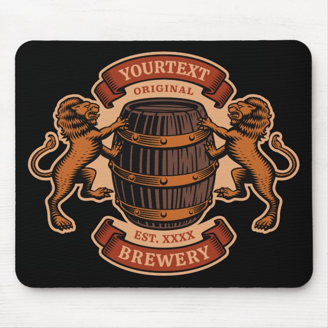 Tapis De Souris Vintage Lion Oak Baril Brasserie personnalisée (Devant)