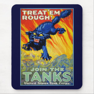 Tapis De Souris Vintage Military War Recruiting with a Wild Cat