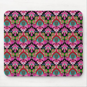 Tapis De Souris Vintage rose noir damassé motif coloré royal