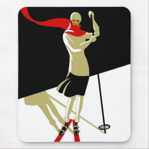 Tapis de souris vintage Saint Croix ski affiches d