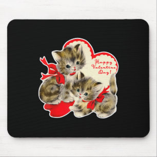 Tapis De Souris Vintage Saint Valentin Chat Kitty Kitten Retro Val