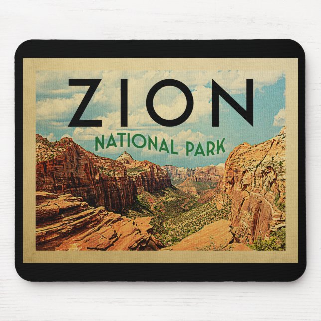 Tapis De Souris Vintage voyage du parc national de Zion (Devant)