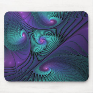 Tapis De Souris Violet rencontre Turquoise moderne art fractal abs