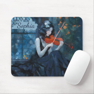 Tapis De Souris Violoniste gothique Imaginaire foncé dans le jardi