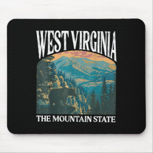 Tapis De Souris Virginie-Occidentale Retro Bear Mountain Graphic