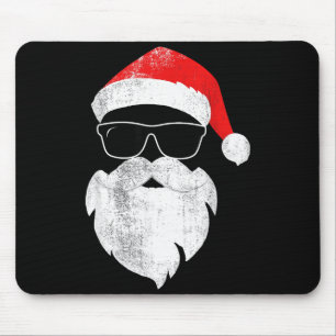 Tapis De Souris Visage de Père Noël Hipster Drôle Avec Chapeau Bar
