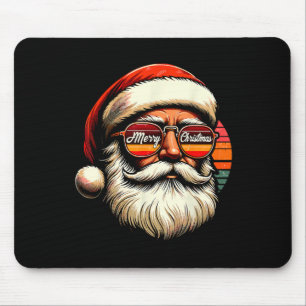 Tapis De Souris Visage de Père Noël Vintage Lunettes de soleil de