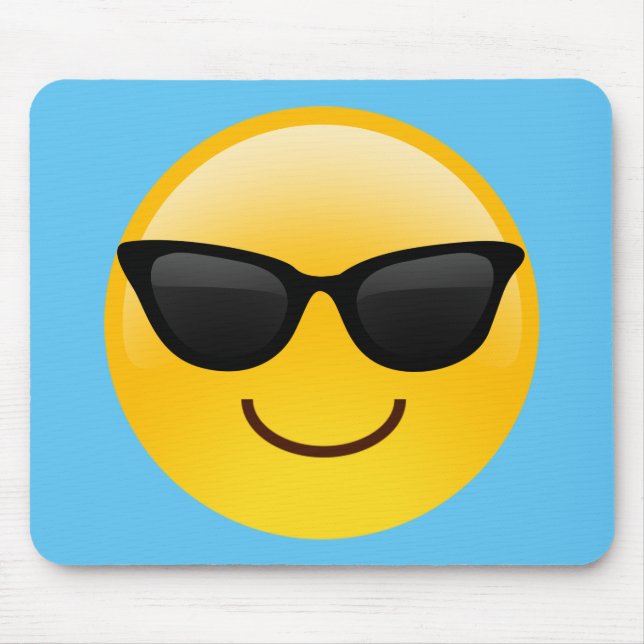 Tapis De Souris Visage de sourire avec des lunettes de soleil (Devant)