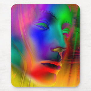 Tapis De Souris Visage d'une femme psychédélique