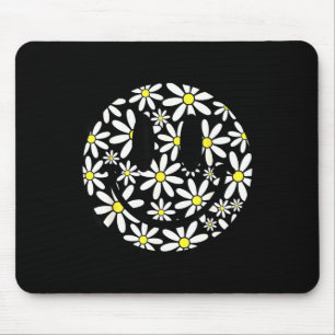 Tapis De Souris Visage heureux rétro fleur de marguerite esthétiqu