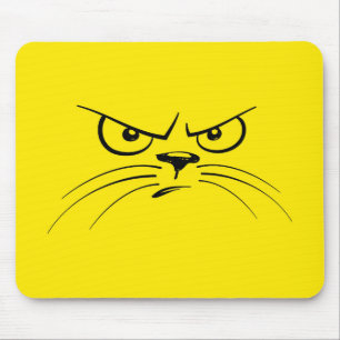 Tapis De Souris Visage jaune de chat en colère