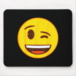 Tapis De Souris Visage Jaune de Sourire Clin d'œil Émoji Officiel 