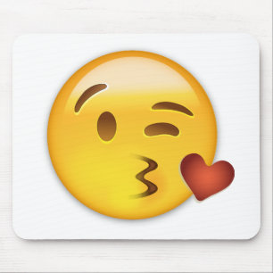 Tapis De Souris Visage Jeter Un Baiser Emoji