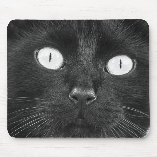 Tapis De Souris Visage mignon de chat noir (Devant)
