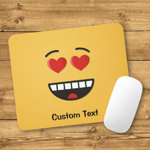 Tapis De Souris Visage souriant avec des yeux en forme de coeur