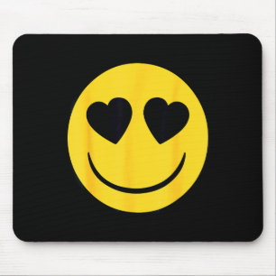 Tapis De Souris Visage sourire jaune rétro yeux de coeur Emoji off