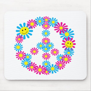 Tapis De Souris Visages du signe de paix de fleur W