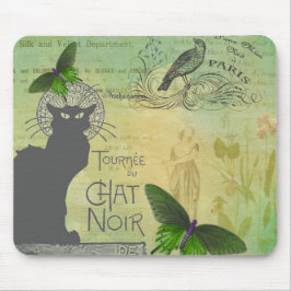 Tapis De Souris Visite vintage de Paris du Conversation Noir Colla