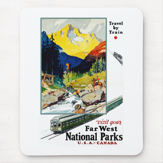 Tapis De Souris Visitez vos parcs nationaux occidentaux lointains (Devant)