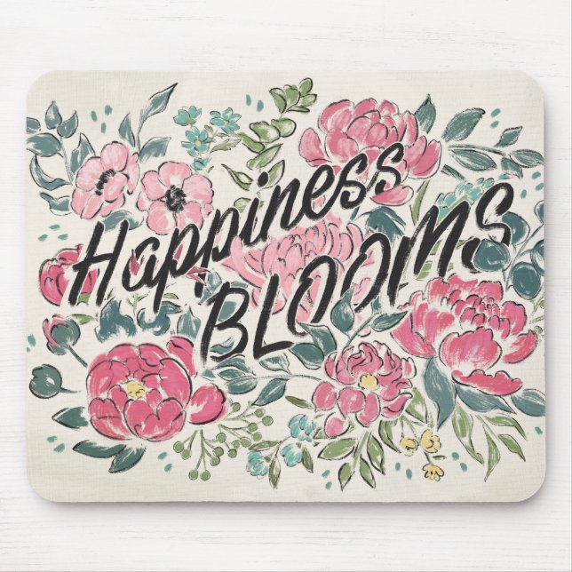 Tapis De Souris Vivez en fleurs de bonheur de la fleur | (Devant)