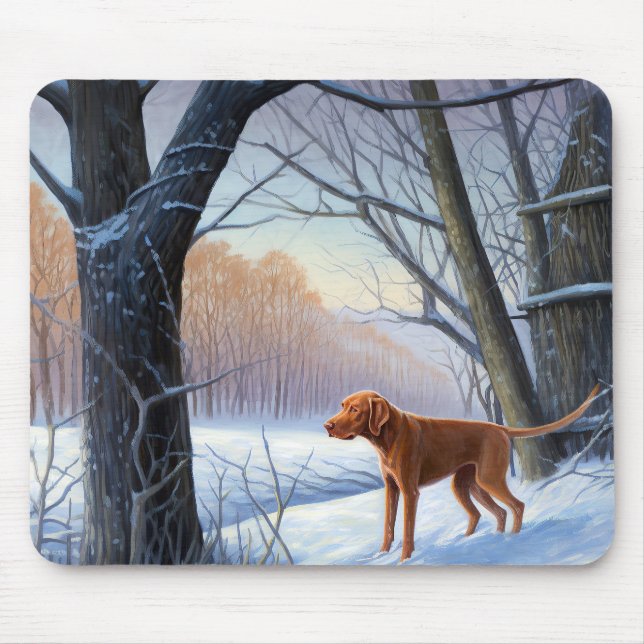 Tapis De Souris Vizla Qu'il neige Noël  (Devant)