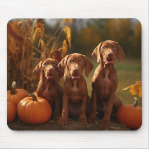 Tapis De Souris Vizsla chiot Automne Délice Citrouille