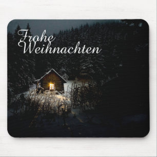 Tapis De Souris Vœux de Noël avec maison de sorcière