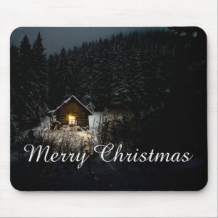 Tapis De Souris Vœux de Noël avec Maison de Sorcière