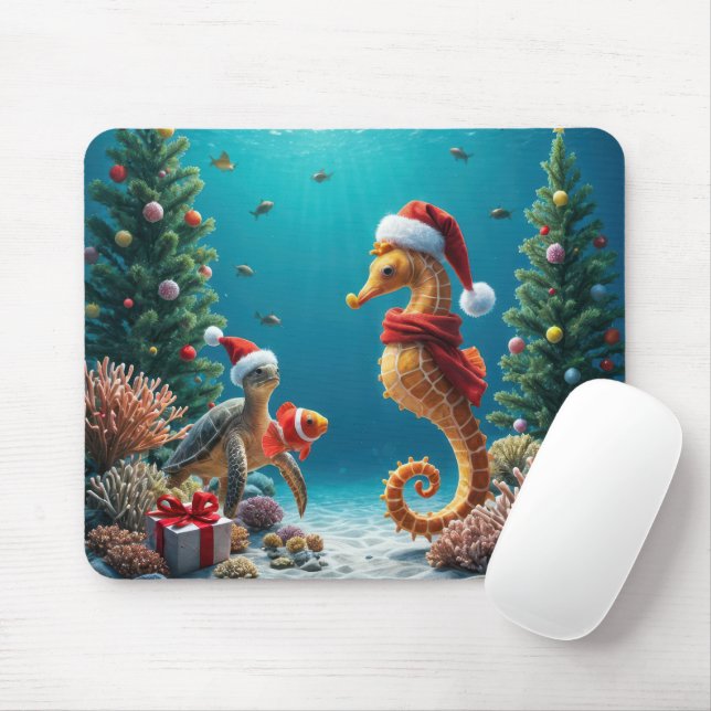 Tapis De Souris Voie maritime de Noël sous-marine (Avec souris)