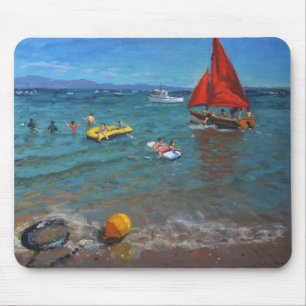 Tapis De Souris Voiles jaunes Abersoch de balise et de rouge