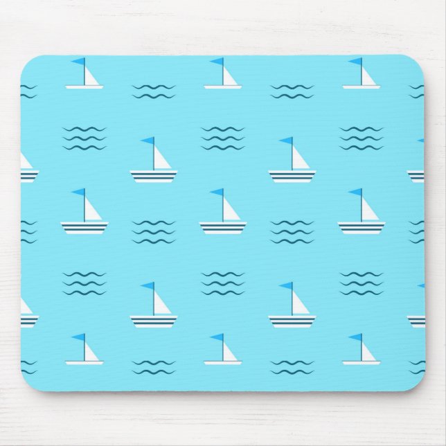 Tapis De Souris Voiliers sur le motif bleu de mer (Devant)