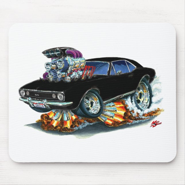 Tapis De Souris Voiture 1967 noire de Camaro solides solubles (Devant)
