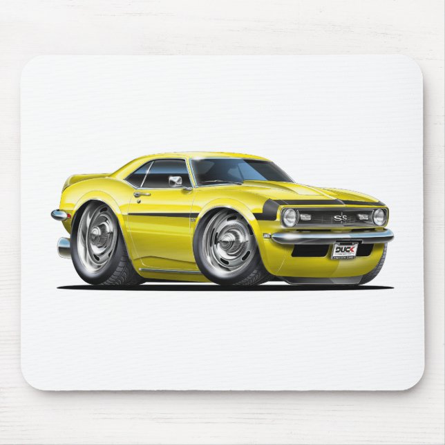 Tapis De Souris Voiture 1968 Jaune-Noire de Camaro (Devant)