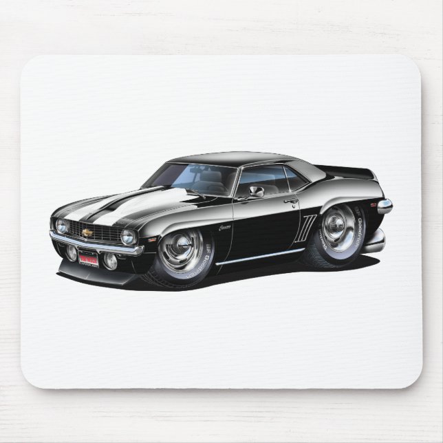 Tapis De Souris Voiture 1969 Noir-Blanche de Camaro solides (Devant)